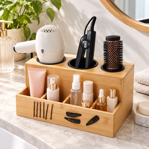 Bamboo Hair Tool Organizer